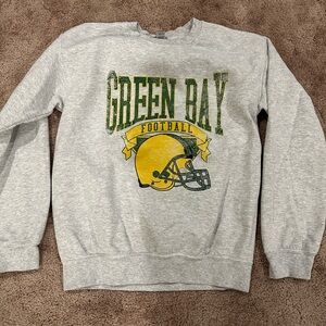 Gildan Gray Green Bay Football Crewneck Sweater